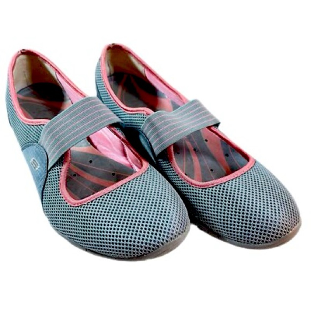 Skechers Shoes Slip On Mary Jane Gray Mesh Pink Accents Comfort Size US 7 EUR 37